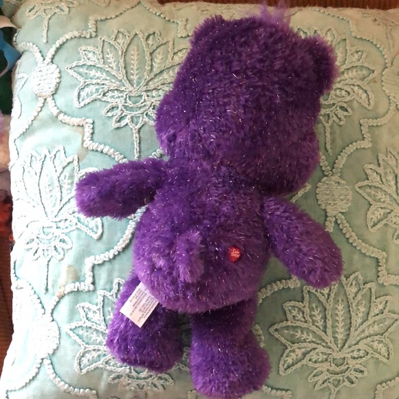 2017 Purple Care Bear Rainbow Heart Glitter, Anniversary Bear Limited Edition!* - Picture 4 of 10